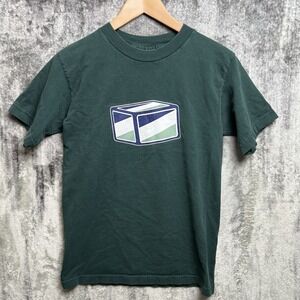 Rare Vintage 90s Shortys Skateboard T Shirt Green Size Small Cube Square Block